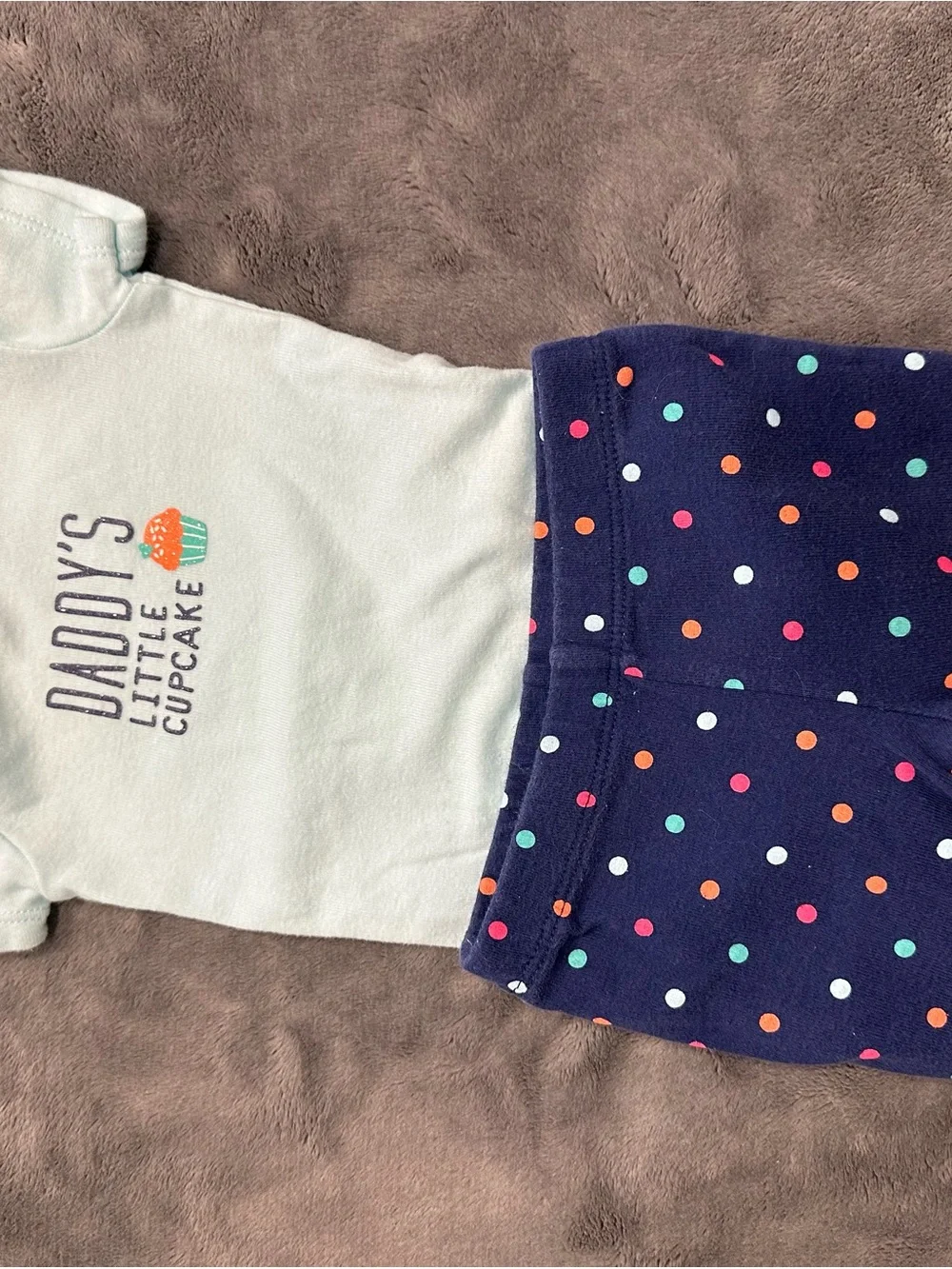 Carter's Light Mint Bodysuit & Navy Polka Dot Cupcake Pants